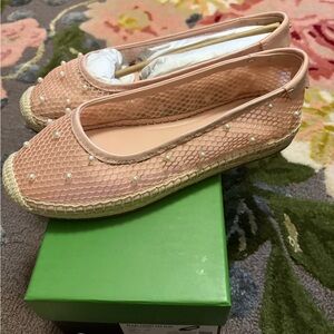 New Kate spade size 7 fishnet Pearl Pink fishnet espadrille